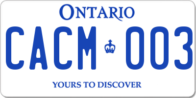 ON license plate CACM003