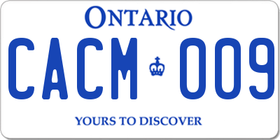 ON license plate CACM009