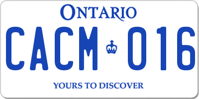 ON license plate CACM016