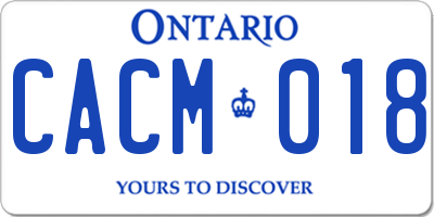 ON license plate CACM018