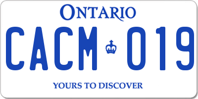 ON license plate CACM019