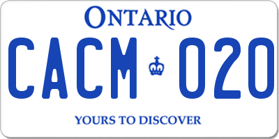 ON license plate CACM020