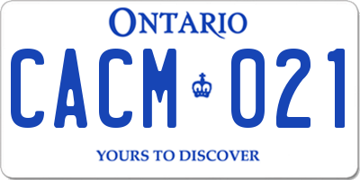 ON license plate CACM021