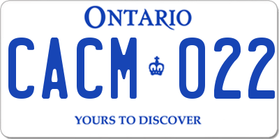 ON license plate CACM022