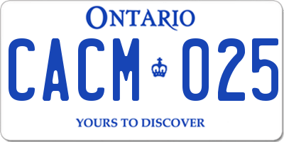 ON license plate CACM025