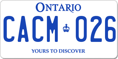 ON license plate CACM026