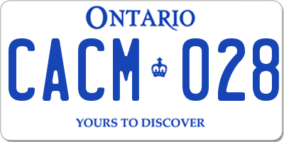 ON license plate CACM028