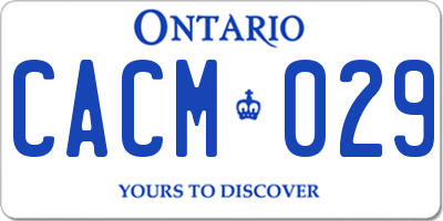 ON license plate CACM029