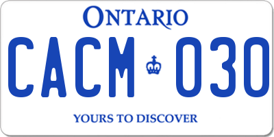 ON license plate CACM030