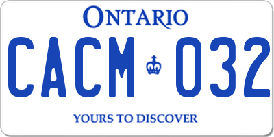 ON license plate CACM032