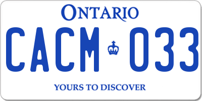 ON license plate CACM033