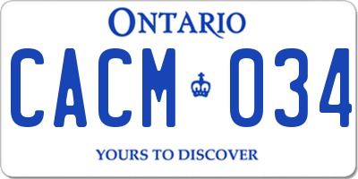 ON license plate CACM034