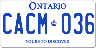 ON license plate CACM036