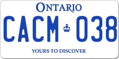 ON license plate CACM038