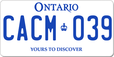 ON license plate CACM039