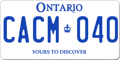 ON license plate CACM040