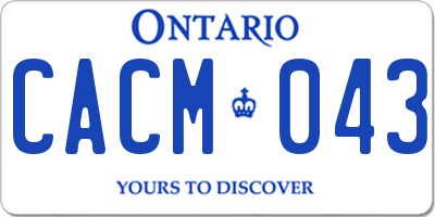 ON license plate CACM043