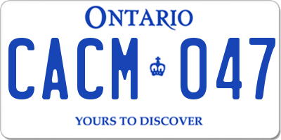 ON license plate CACM047