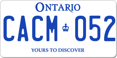 ON license plate CACM052