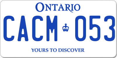 ON license plate CACM053