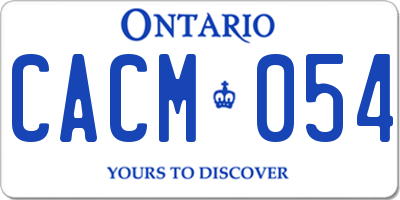 ON license plate CACM054