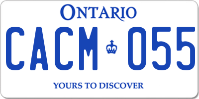 ON license plate CACM055