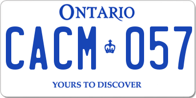 ON license plate CACM057