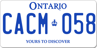 ON license plate CACM058