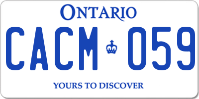 ON license plate CACM059