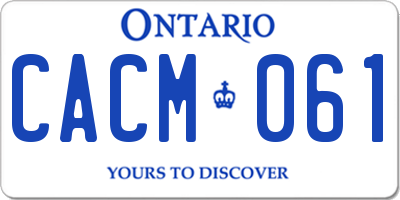 ON license plate CACM061