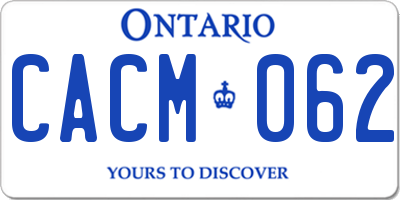 ON license plate CACM062