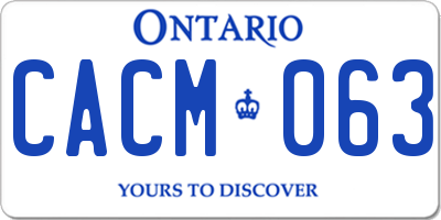 ON license plate CACM063