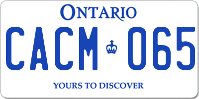 ON license plate CACM065