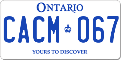 ON license plate CACM067