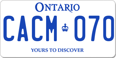 ON license plate CACM070