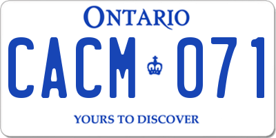 ON license plate CACM071