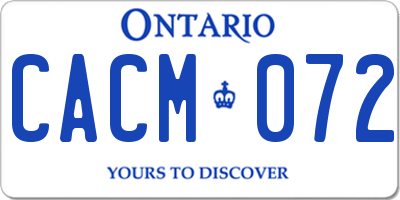 ON license plate CACM072