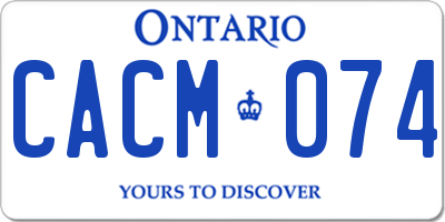 ON license plate CACM074