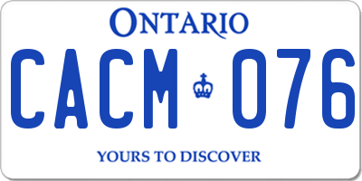 ON license plate CACM076