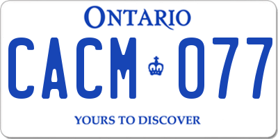 ON license plate CACM077