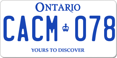 ON license plate CACM078