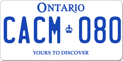 ON license plate CACM080