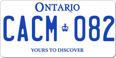 ON license plate CACM082