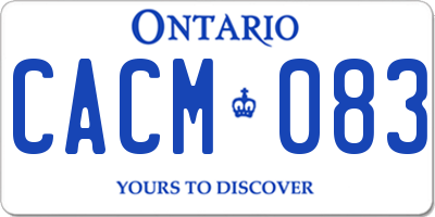 ON license plate CACM083