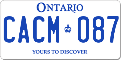 ON license plate CACM087