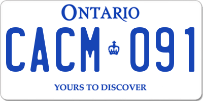 ON license plate CACM091