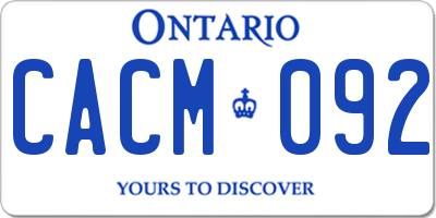 ON license plate CACM092