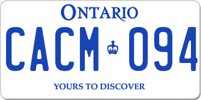 ON license plate CACM094