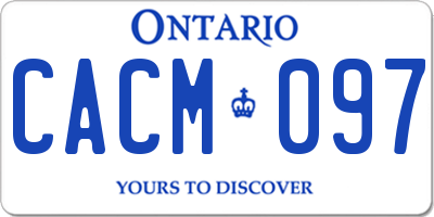 ON license plate CACM097