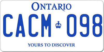 ON license plate CACM098